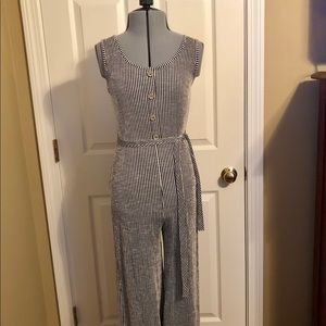 Black and White Striped Jumpsuit, Size Small